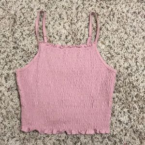 Pink Cropped Spaghetti Strap Tank Top